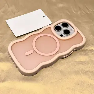 High Quality Frosted Advanced Magnetic Wave Silicone Skin feel Phone case for iPhone16 15 14 13 12 Pro Max Plus,Thickened Anti-Drop Casing Protector Shockproof No Fingerprint