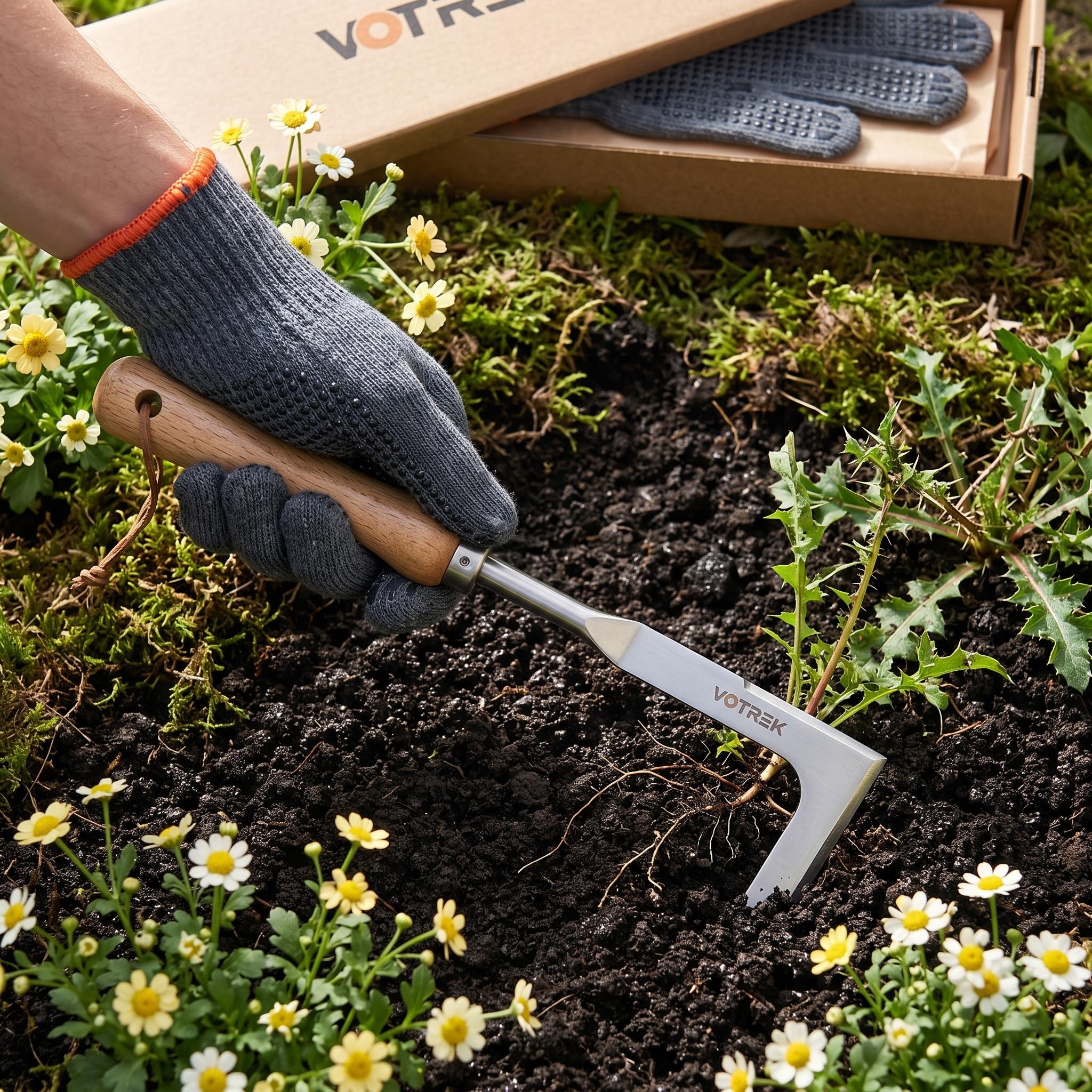 VOTREK Crack Weeder Tool Set with Gloves, Complete Crevice Weeding Kit for Sidewalk Cracks, Driveway, Patio Pavers, L Shaped Manual Weed Puller Remover, Garden Gift for Gardeners VOTREK Crack Weeder Tool Set with Gloves, Complete Crevice Weeding Kit for Sidewalk Cracks, Driveway, Patio Pavers, L Shaped Manual Weed Puller Remover, Garden Gift for Gardeners