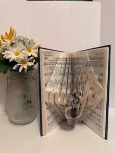 MUSIC NOTE Folded Book Art in Hymnal Hard Cover