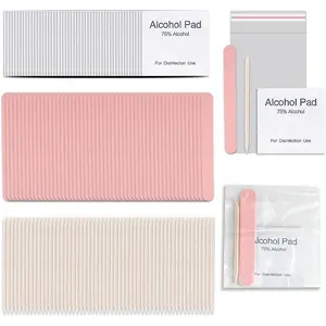 50 Set Disposable Press on Nail Tool Kit, including 50pcs Nail File, 50pcs Prep Pad, 50pcs Wood Stick, 50pcs OPP Bag, Manicure Nail Prep Kit for Salon Home (50pcs-A-pink)