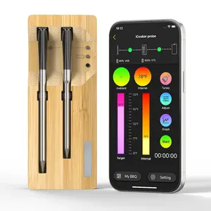 2 Probes Digital  , 700ft Meat  for Turkey Beef Rotisserie BBQ, Oven, Grill & -Effortless Steak Cooking