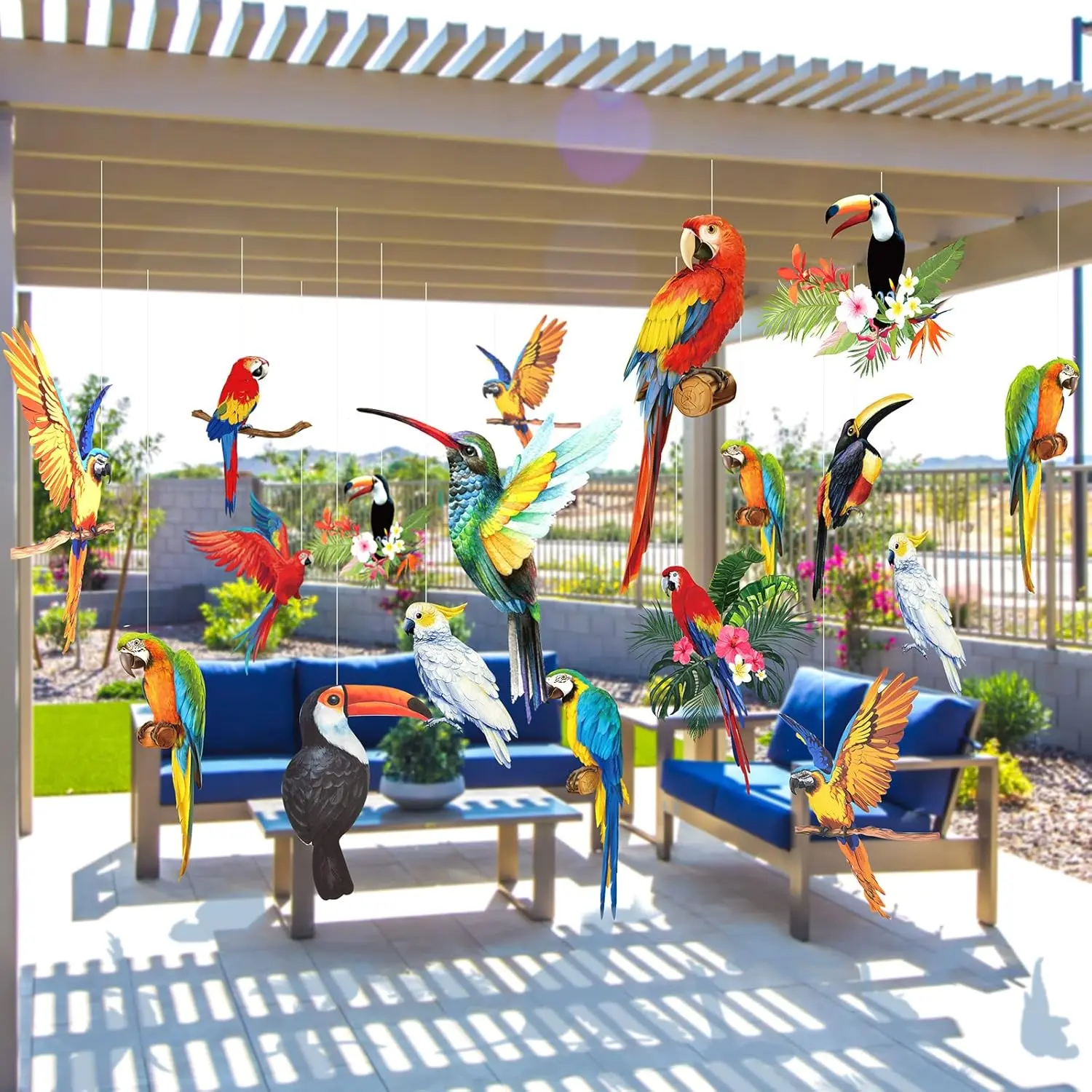 24 count Tropical Birds Decorations Rio Jungle Party Decorations Luau Hawaiian Parrot Hummingbird Rainforest  Paper Birds Party Decor for Summer Beach Tiki Bar  Garden
