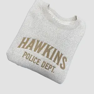 Hawkins Police: Embroidered Knit-Fleece Crewneck Sweater