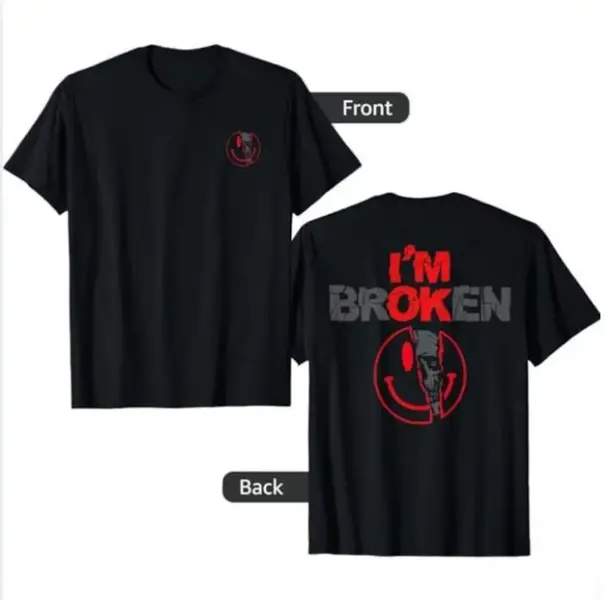 2 Sides I'm Broken Shirt, Horror Smile Face Sweatshirt, Broken Heart Sweatshirt, Unisex Shirt, Unisex Tee