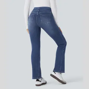 Halara Flex™ High Waisted Pockets Washed Fleece Casual Bootcut Jeans