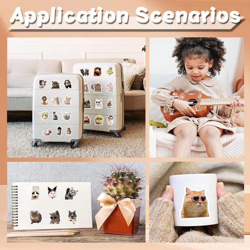 100 Pieces Funny Cat Stickers,Cute Cats Meme Stickers for Water Bottle Laptop, Pet Cat Decal for Luggage Skateboard Bicycle, Vinyl Kitty Animals Sticker