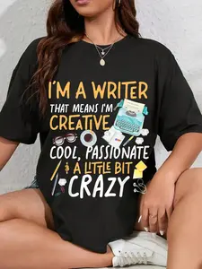 100% Cotton Unisex Writing Typewriter Novel Writer & Published Author I'M A Round Neck Short Sleeve T-Shirt Women's Men Graphic Tee