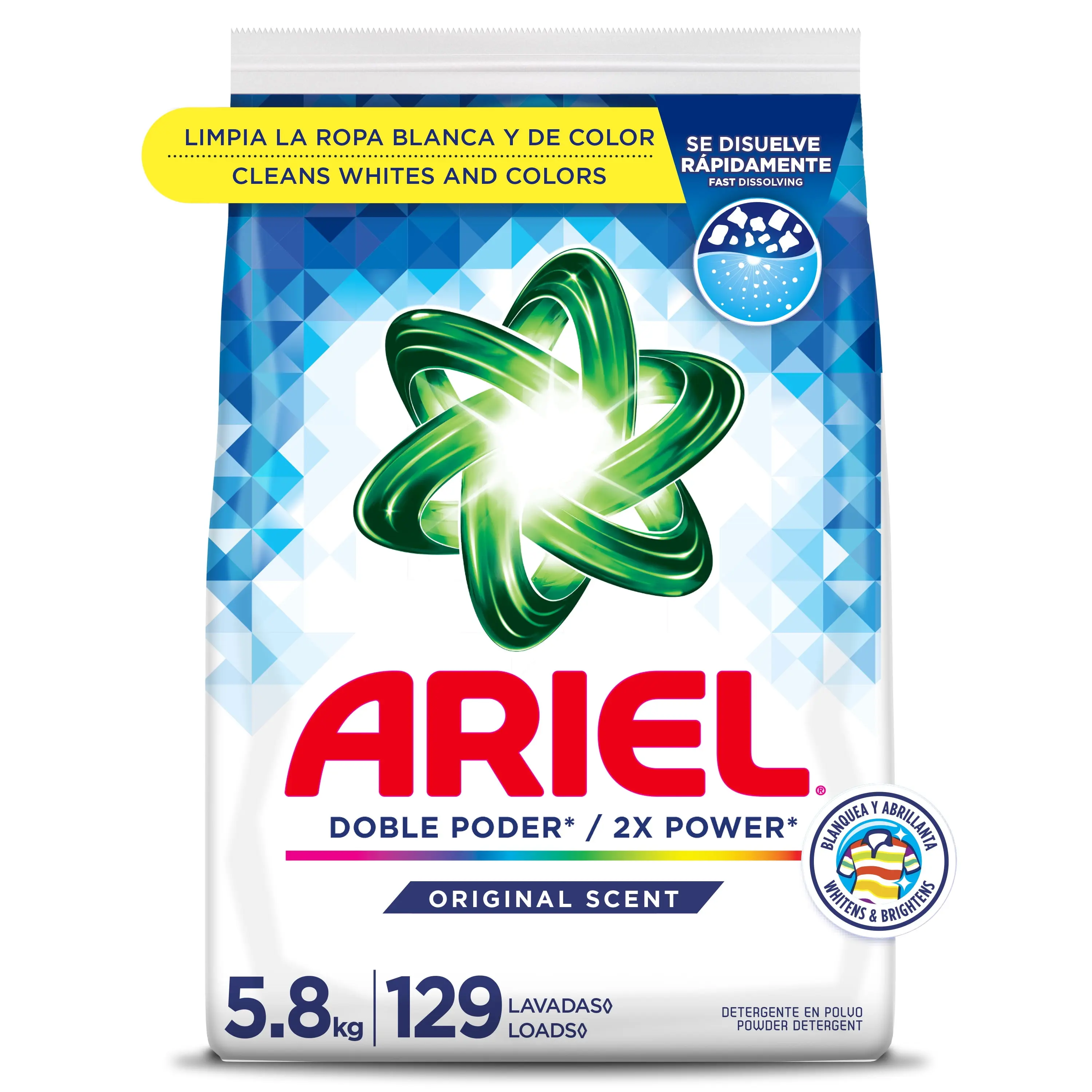 Ariel Laundry Detergent Powder, Original Scent, 5.8 kg, 129 Loads Ariel Laundry Detergent Powder, Original Scent, 5.8 kg, 129 Loads
