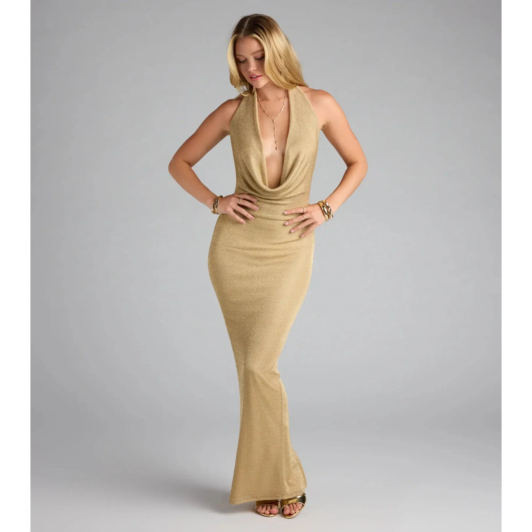 Glow Goddess Strappy Back Metallic Knit Maxi Dress - TikTok Shop Glow Goddess Strappy Back Metallic Knit Maxi Dress - TikTok Shop
