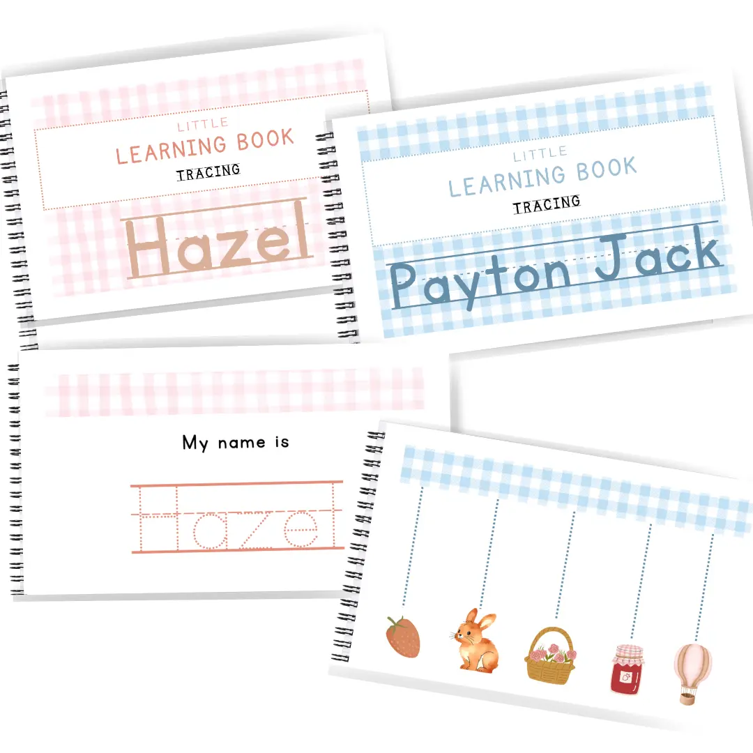 Tracing Little Learning Book Personalized - Reusable Kids Workbook with Tracing Lines, Handwriting Practice, and Free Dry-erase Marker
