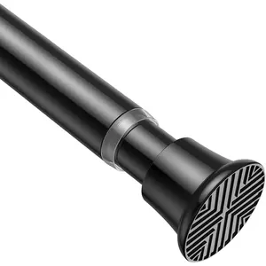 Black Adjustable Tension Shower Curtain Rod, 31-77 Inch Spring No Drill Stainless Steel Shower Rods for Bathroom,Closet ,Window-Rust Resistant,Non-Slip