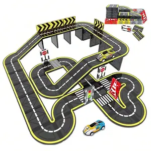 Magnetic Building Blocks Toy Magnetic Tiles Road Track with Cars, Magnetic Construction Set, Stem Creative Educational Construction Toys for Kids Ages 3-12