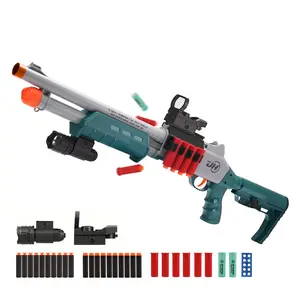 JH2027C Soft Bullet Foam Blaster Toy with Soft Bullets & Shells, Retractable Stock, Scope Included, EVA Material, Outdoor Shooting Game, Birthday & Christmas Gift for Kids & Teens