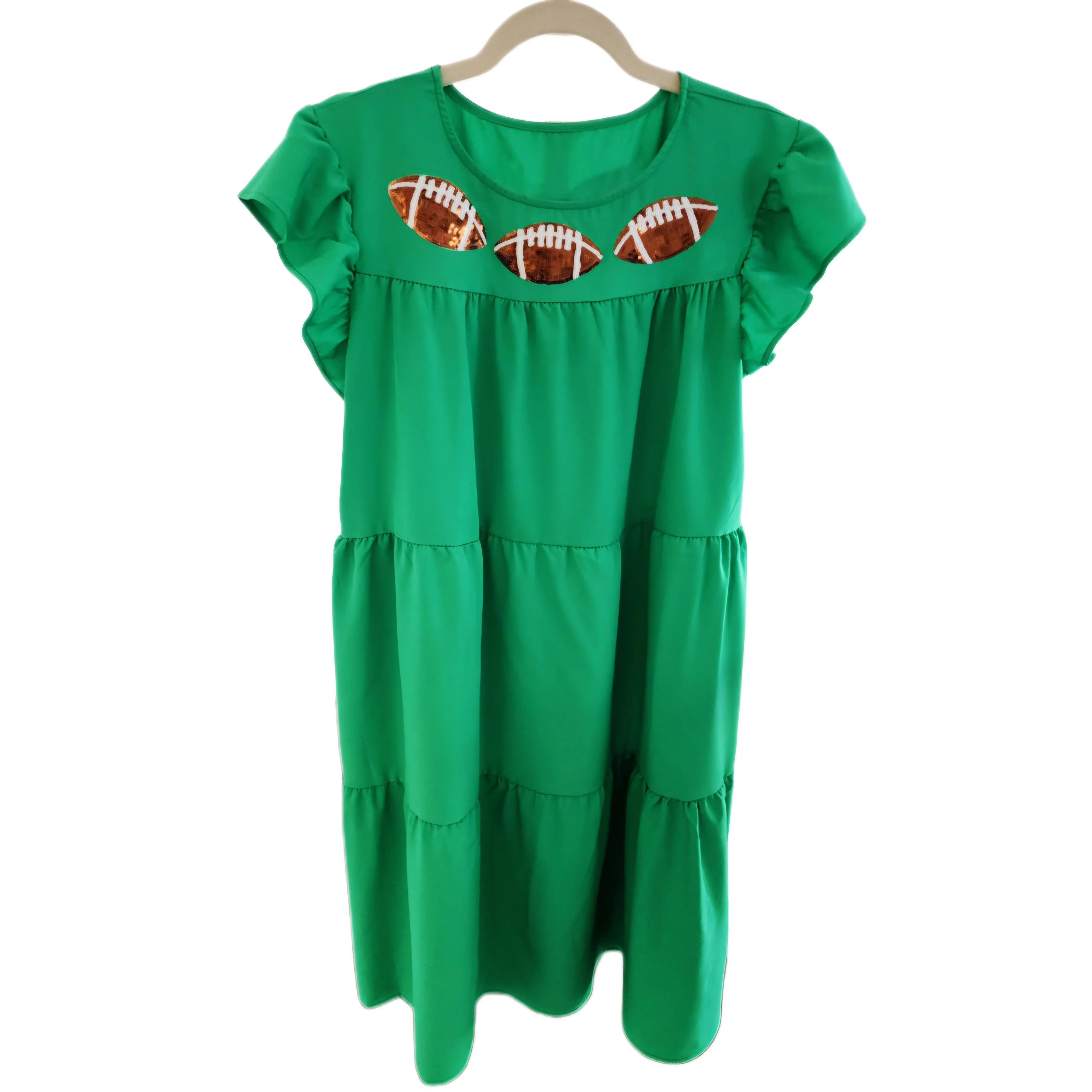 Green Triple Sequin Football Dress