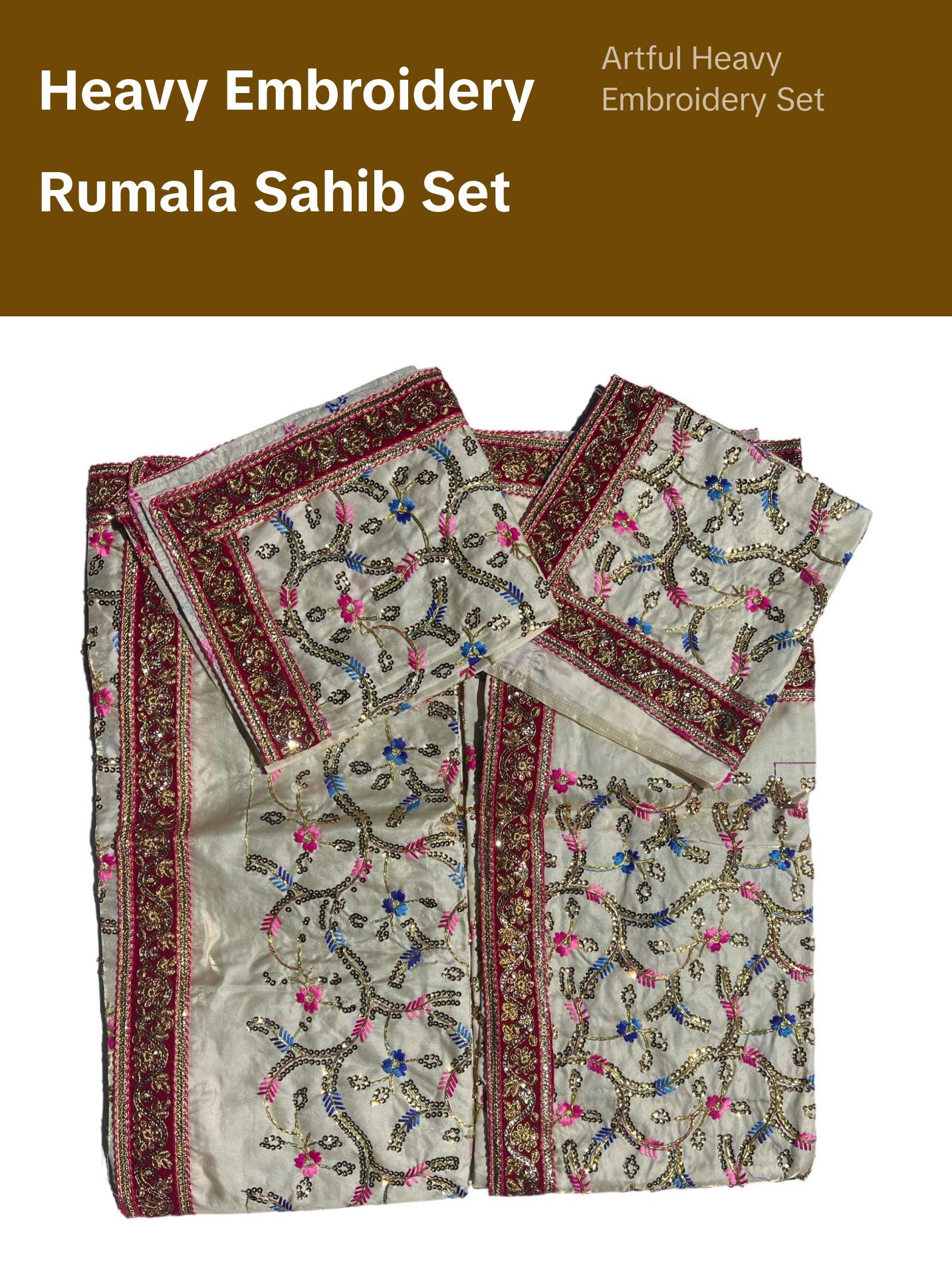 Heavy Embroidery Rumala Sahib Double Set with Cotton Lining and Embroidered Gota ( Colors available White Blue Yellow)
