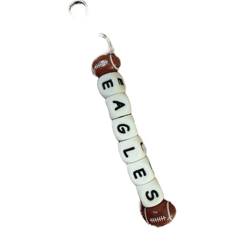 Keychain - Eagles Design with Football Charm and Letter Beads