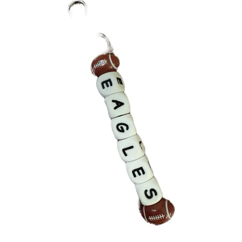 Keychain - Eagles Design with Football Charm and Letter Beads