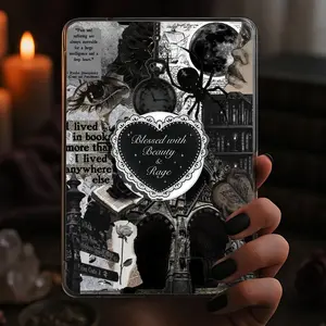 Blessed With Beauty And Rage Black Heart Coquette Dark Romance Kindle Grip Dark Romance Magnetic Holder Gothic Bookish Popsocket, Phone Grip, Kindle accessory, Kindle Grips, Bookish Magnetic Pop Socket