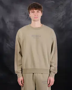 Brooklyn Cloth Originals Crewneck Track Sweatshirt, Men’s Drop Shoulder Poly Fleece Pullover with Chest Print and Back Rubberized Logo, Multiple Color, Small to X-Large