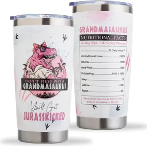 [Sale off up to 50%] Don't Mess With Grandmasaurus Tumbler, Funny Tumbler for Grandma, Birthday Gifts for Grandma, Nutrition Facts Cups Insulation Drinkware