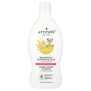 ATTITUDE Baby Bottle & Dishwashing Liquid, Unscented, 23.6 fl oz (700 ml)