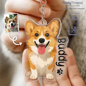 [Flash Deal] RodyThread Custom Pet Illustration Keychain – Personalized Dog & Cat Acrylic Keyring, Hand-Drawn Pet Portrait Charm, Custom Name Keepsake, Durable Acrylic Bag Tag