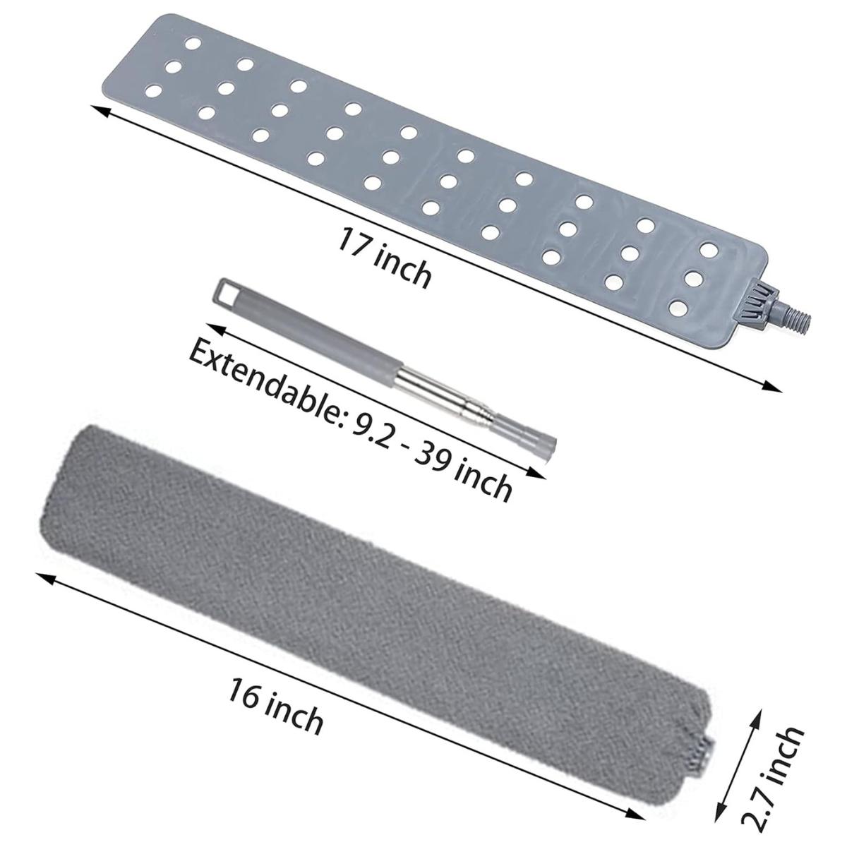 Under Appliance Gap Duster with Extendable Pole, Microfiber Flat Cleaner for Hard to Reach Areas Cleaning Tool