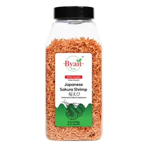 Byait Dried Japanese Sakura Shrimp 4 Oz, Wild-Caught Baby Shrimp for Ramen Toppings, Seafood Soups, and Gourmet Cooking, Non-GMO, Gluten-Free