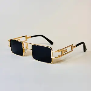 The Wynwood Shop Square Art Deco Sunglasses for Men & Women Gold Frames UV400 Protection Modern Design