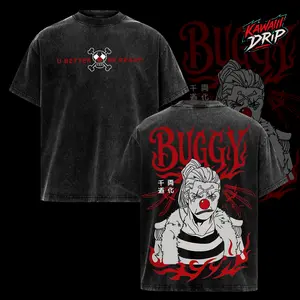 Buggy the Clown - One Piece Anime Merch Washed Graphic Tee Oversized Tshirt Men Y2K Outfits Gift for Men