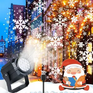 Snowflake Projection Lamp with Dynamic Rotation, Adjustable Angle USB LED Party Light for Christmas Wedding Home Indoor Outdoor Winter Decor