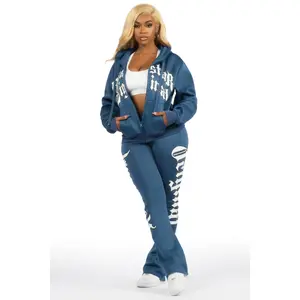 Annamarie Navy Zip Up Stacked Track Set