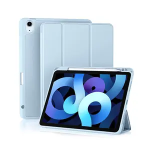 Solid Color Tablet Case with Pen Holder, 1 Count Auto Sleep/Wake Tablet Protective Cover, Tablet Accessories Compatible with iPad Air 4th/5th (10.9-Inch) M2 Air 6-11 inch (2024), Protector, Safety Casing