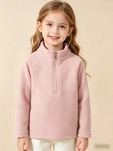 Unisex Kids Sweatshirt, Warm Casual Top, Polyester Fabric, Solid Color Design, Spring & Fall Wear, Suitable for Ages 1-8 Years