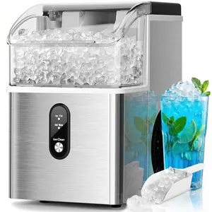 R.W.FLAME Nugget Ice Maker Countertop,33Lbs/24H Ice Machine with Chewable Ice,Self-Cleaning Portable Ice Maker with One-Click Operation,for Home/Kitchen/Office(Silver)