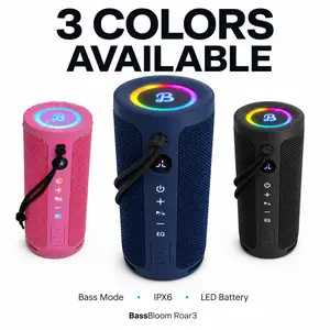 [Summer Essentials] BassBloom Roar 3 Portable Bluetooth Speaker,Handy,Compact,20W Powerful Audio Sound with JIKE Bass,IPX6 Waterproof,24H Playtime,Bluetooth 5.4,RGB Lights,Wireless Smartphone TWS Pairing,Outdoor for Camping and Beach