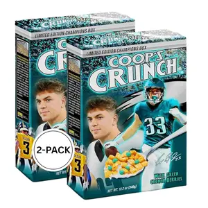 Cooper DeJean Limited Edition Cereal with Green Crunch Berries – Coop’s Crunch Charity Breakfast Cereal – Corn & Oat Puffs – Fun Gift & Collector Box - Pack of 2