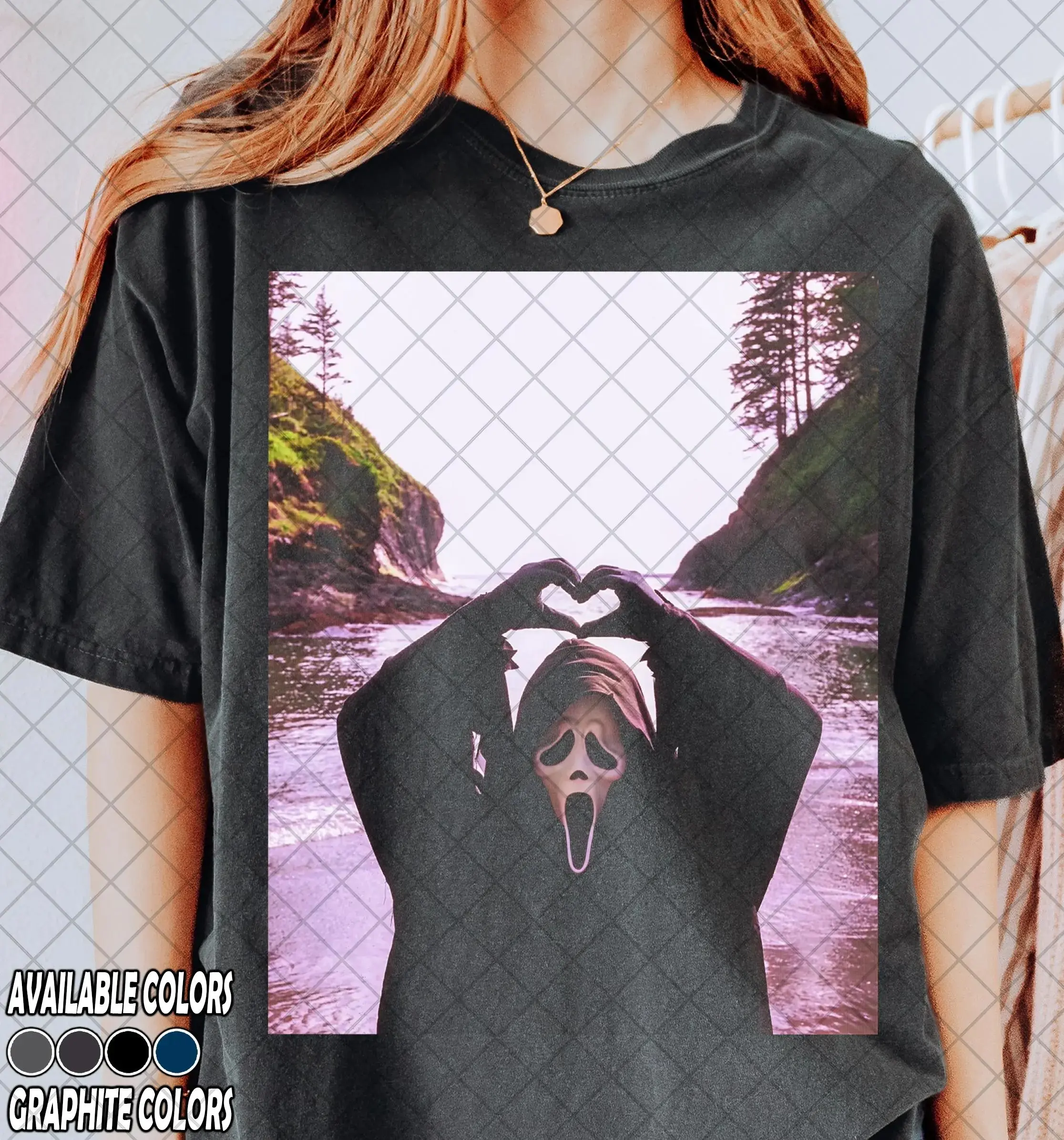 Vintage Comfort Colors Funny Ghostface Valentine T-Shirt, Scream Movie Heart Hands T-Shirt, Gift For Women and Man Unisex T-Shirt