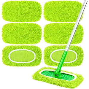 6-Pack Reusable Mop Pads Fit , Microfiber Cleaning Mop Pads Refill for Dry Sweeping & Wet Mopping Replacement
