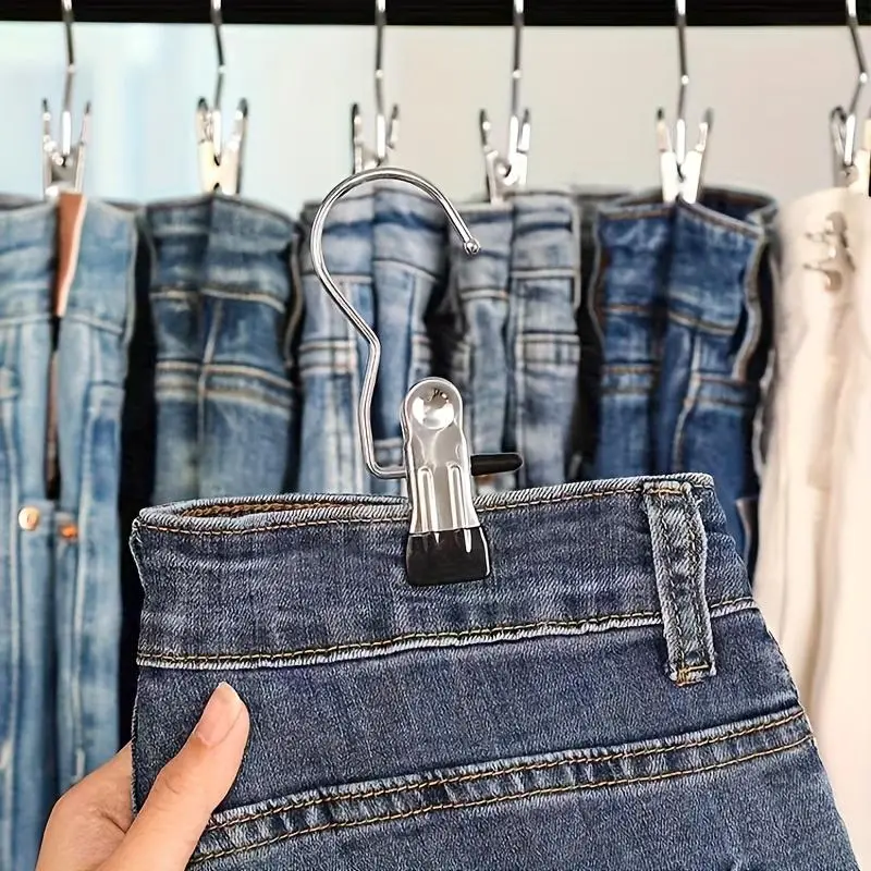 Stainless Steel Clothes Hanger Clip, Multifunctional Clothes Hanger Clip, Clothes Hanger, Clip Hangers for Pants, Shoes Clip, Socks Clip, Hat Clip, Gloves Clip, Pants Clip, Laundry Hooks Clips, Organiser