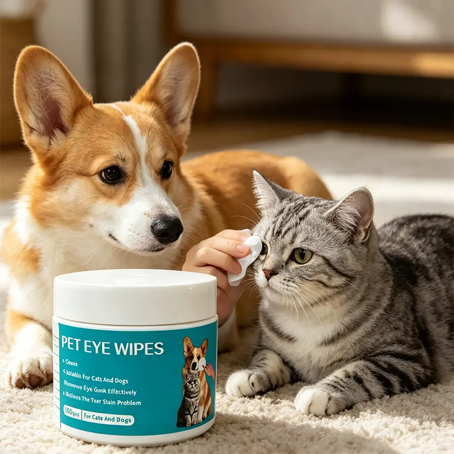 Cat and Dog Eye Wipes 100 Pack Gentle Unscented Pet Cleaning Pads for Daily Tear Stain Care