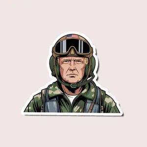 Trump Fighter Pilot Sticker, Patriotic Military Aviation Decal for Car, Laptop, Helmet, American Veteran Style Art