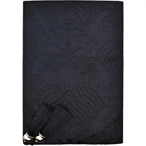 Handmade A5 Book Cover | Fixed Non-Stretch Fabric Sleeve with Bookmark | Notebook Journal Bible | 5.5x8.3 Small Gift for Women - Chinese Black