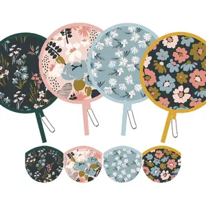 4 PCS 4 Styles Foldable Cooling Fans, Handheld Colorful Floral Round Fans for Travel, Events, Indoor & Outdoor