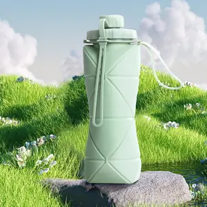 Silicone Foldable Water Cup Large Capacity Outdoor Travel Portable Sports Bottle Collapsible Water Bottles Heat Resistant Food Grade Creative Folding Cup Portable Water Bottles