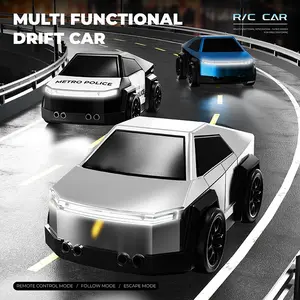 Multifunctional Mini Desktop Remote Control Pickup Racing Car, 2.4GHz Smart Induction Follow Quad Drive High-Speed Drift Light Spray Car