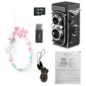 Portable Mini Digital Camera, Halloween Christmas Gift, Vintage Hand-Cranked Dual Lens, Optical Zoom, Auto Focus, Cmos Sensor, Handheld Vlogging Camera