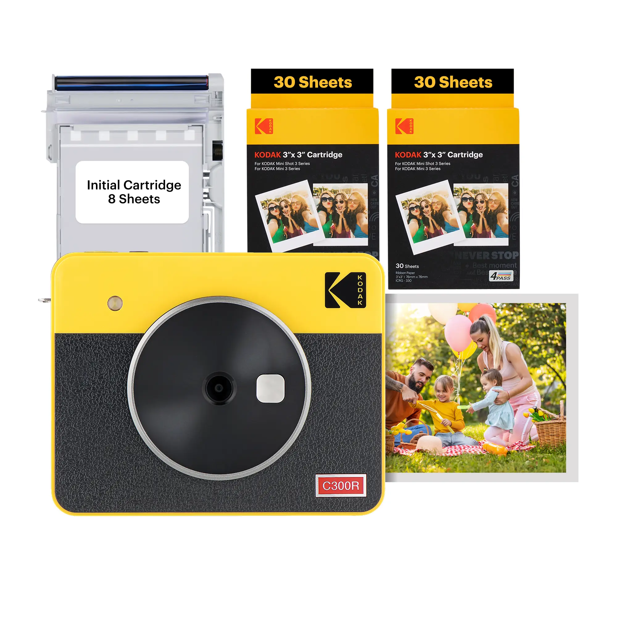 KODAK Mini Shot 3 Retro 4PASS 2-in-1 Instant Camera and Photo Printer (3x3 inches)