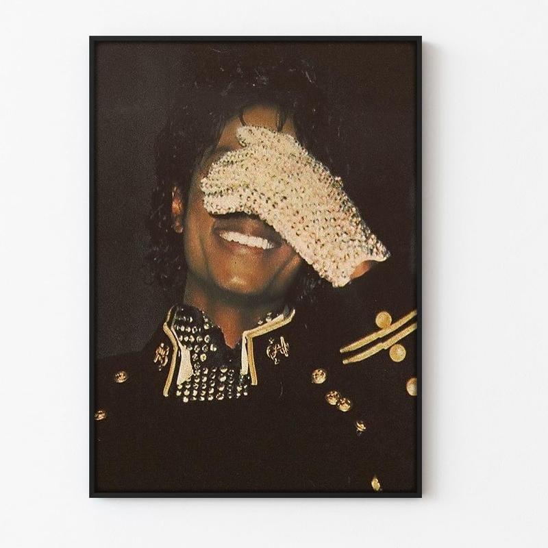 Michael Jackson Sparkly Rhinestone Glove Canvas Wall Art, Vintage
