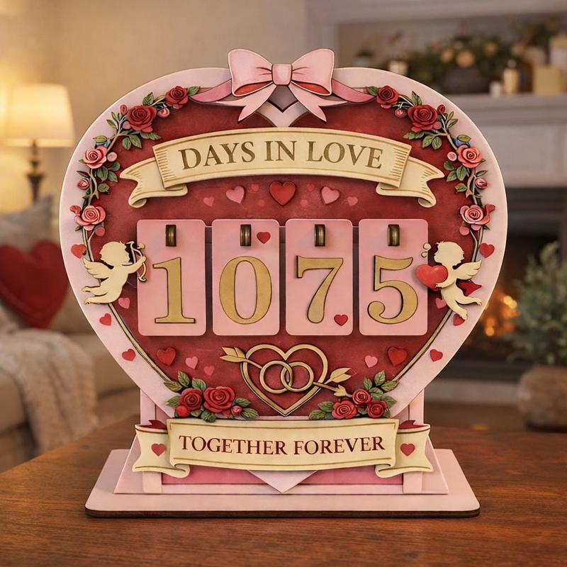 Days In Love Wooden Counter, Personalized Anniversary Gift, Romantic Couple Decor, Wedding Keepsake, Valentine Home Display